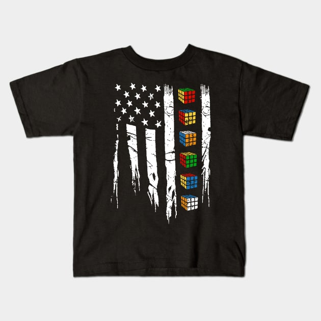 American Rubiks Cube Flag Kids T-Shirt by imotvoksim